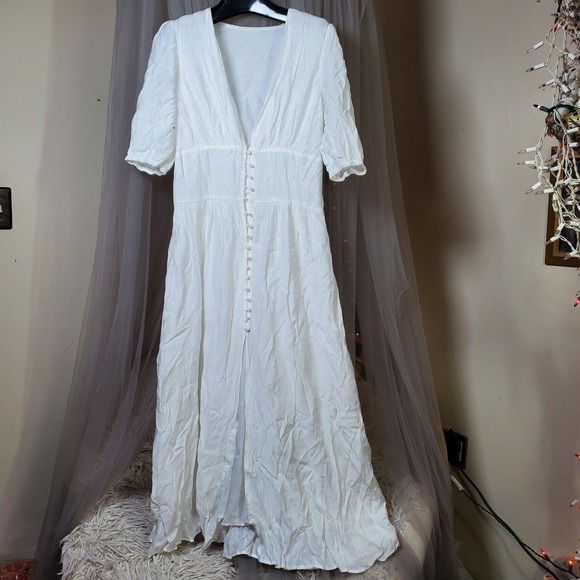 Commense Coastal Cowgirl White Maxi Dress Sundress Western Cottage M Bohemian - Picture 4 of 7